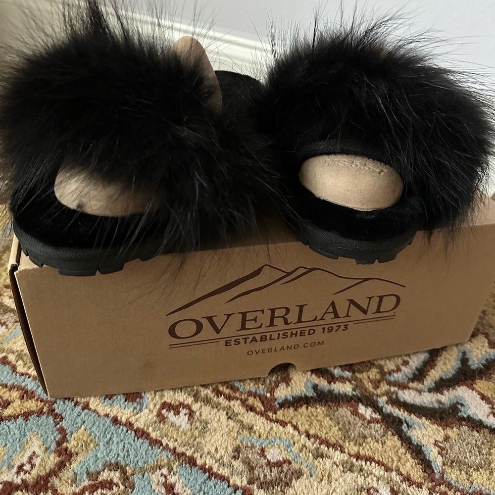 Fuzzy black slippers NWT